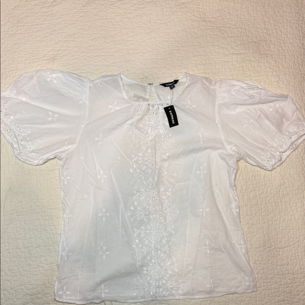 Express White Floral Blouse